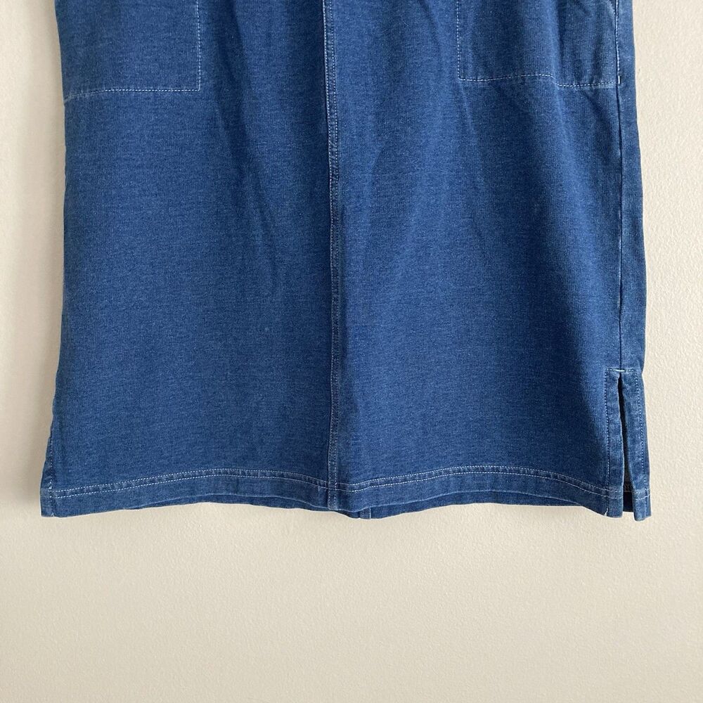 J Jill Indigo Womens Blue Denim Mini Skirt Size Medium Pull On Stretch Classic - Picture 4 of 8